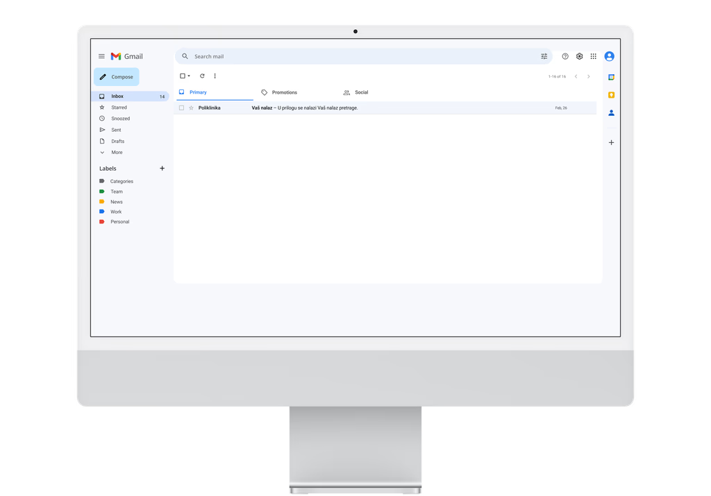 Automatsko slanje nalaza na elektroničku poštu pacijenta